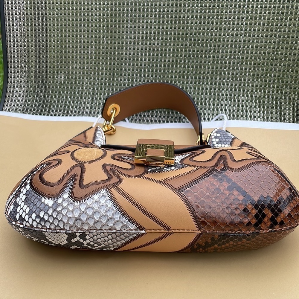 Michael Kors Bancroft Small Patchwork Snakeskin Leather Shoulder Bag - Picture 12 of 12